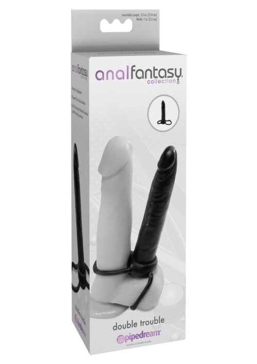 Anal Fantasy Collection Double Trouble Strap-On Cockring 5.3in - Black
