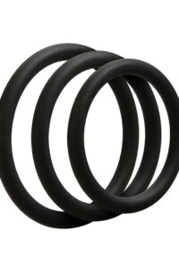 OptiMALE 3 C-Ring Set Silicone Cock Ring Thin (3 piece kit) - Black