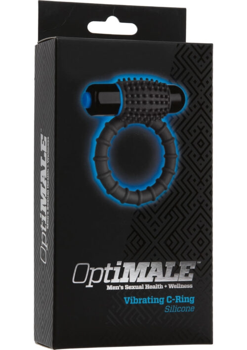 OptiMALE Silicone Vibrating Cock Ring with Bullet - Slate