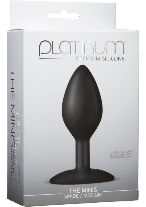 Platinum Premium Silicone - The Minis - Spade - Medium Anal Plug - Black
