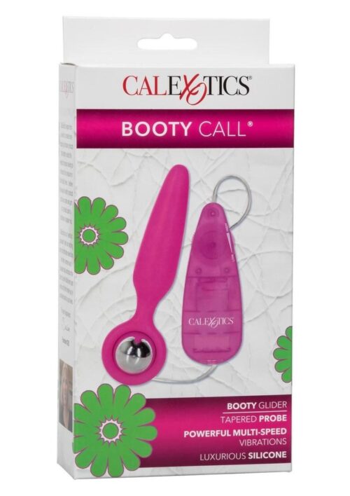 Booty Call Booty Glider Silicone Vibrating Butt Plug with Remote Control - Pink