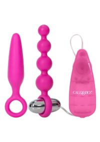 Booty Call Booty Vibro Kit Silicone Wired Remote Control Anal Probes Pink 2 Each