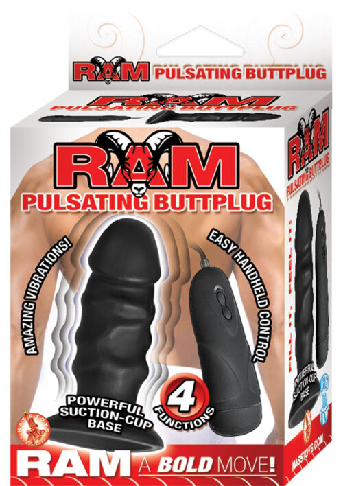Ram Pulsating Butt Plug Vibrating 4in - Black