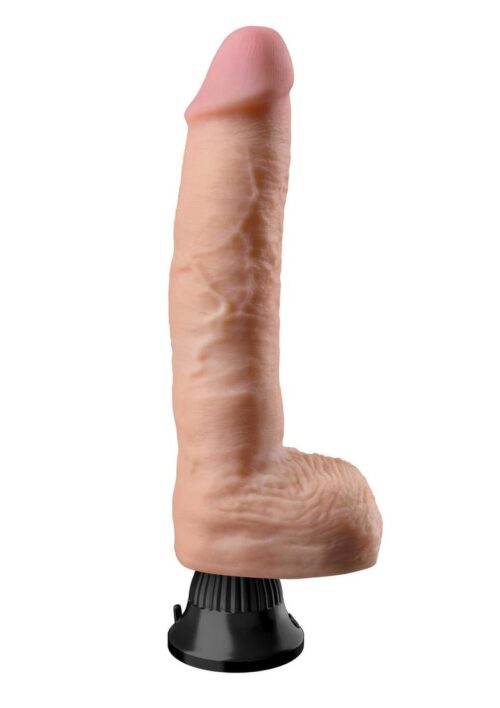 Real Feel Deluxe No. 9 Wallbanger Vibrating Dildo with Balls 9.5in - Vanilla