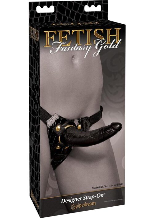 Fetish Fantasy Gold Designer Strap-On 7in - Black/Gold