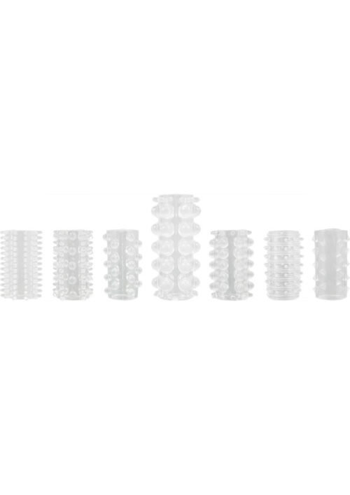 Adam and Eve Super Stretch Tickler Sleeves (7 Piece Kit) - Clear