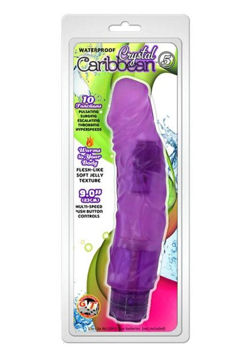 Crystal Caribbean Number 5 Jelly Vibrator 9 in - Purple