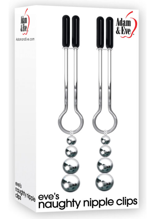 Adam and Eve Eve`s Naughty Nipple Clips - Silver and Black
