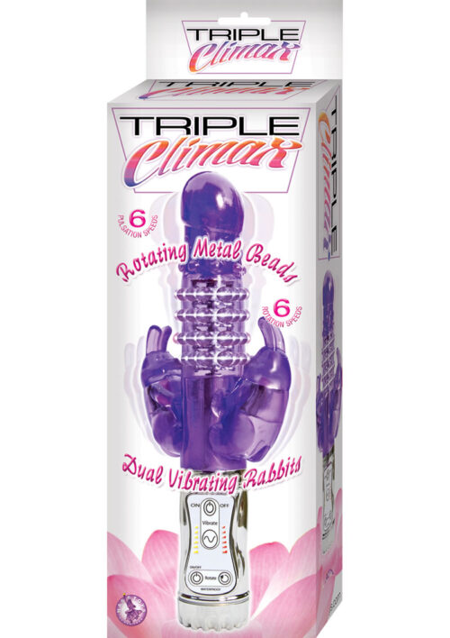 Triple Climax Dual Vibrating Rabbit Waterproof Purple 11 Inch