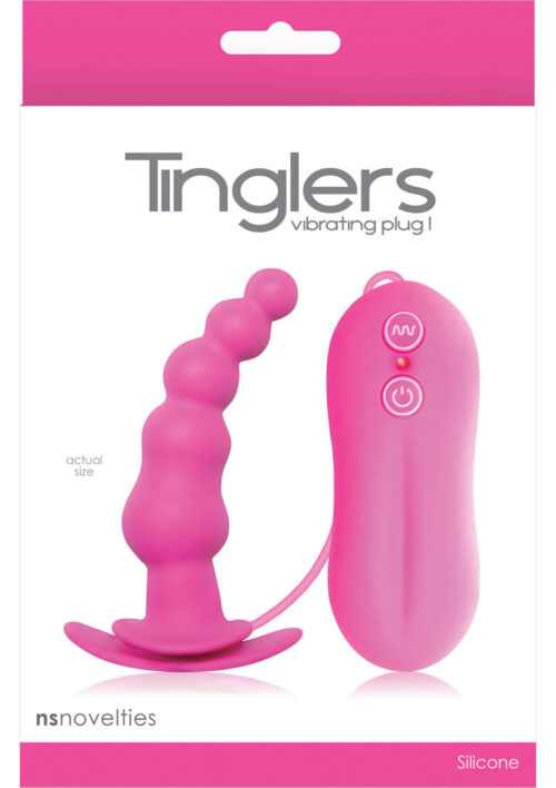 Tinglers Silicone Vibrating Anal Plug with Remote Control - Pink