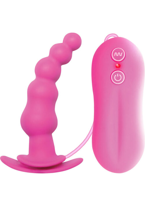 Tinglers Silicone Vibrating Anal Plug with Remote Control - Pink