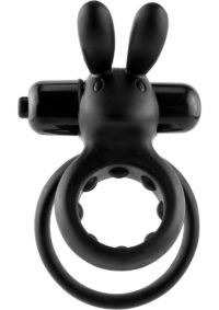 Ohare Silicone Vibrating Rabbit Cockring Waterproof Black