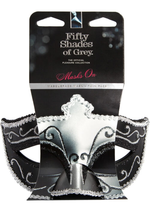 Fifty Shades of Grey Masks On Masquerade Mask Twin Pack - Silver