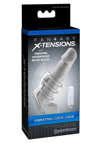 Fantasy X-Tensions Vibrating Cock Cage Waterproof 3in - Clear