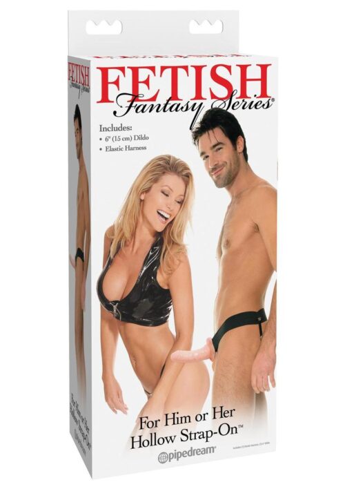 Fetish Fantasy Series For Him Or Her Hollow Strap-On Dildo and Adjustable Harness 6in - Vanilla