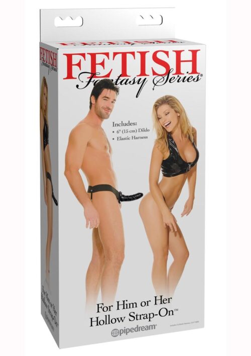 Fetish Fantasy Series For Him Or Her Hollow Strap-On Dildo and Adjustable Harness 6in - Black