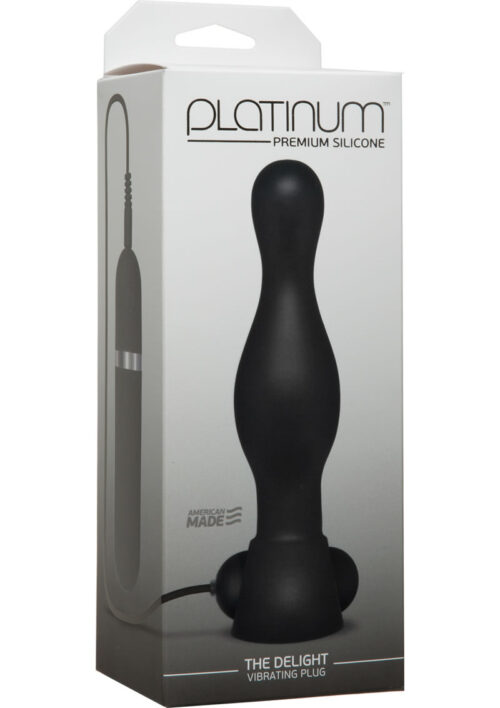 Platinum Premium Silicone The Delight Vibrating Anal Plug Waterproof Black 6.1 Inch