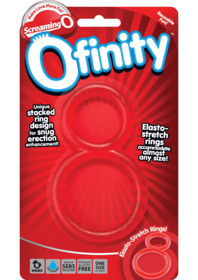 Ofinity Super Stretchy Double Silicone Cockring Waterproof Red