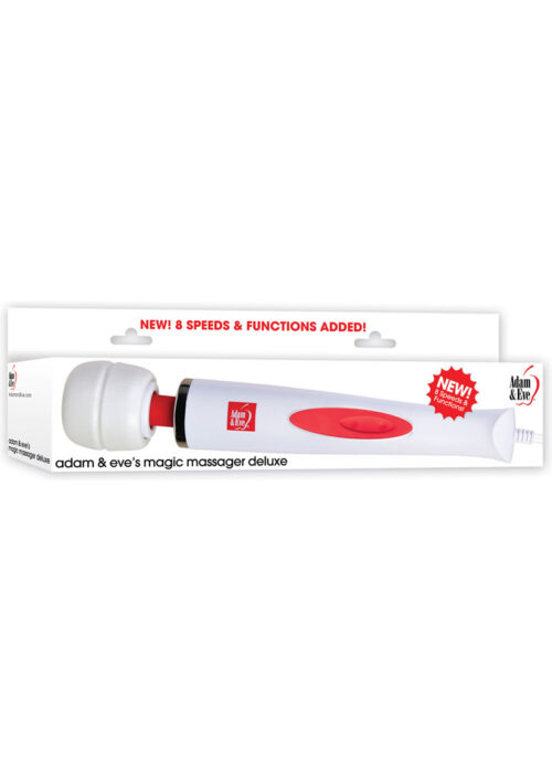Adam and Eve Adam and Eve`s Plug-In Magic Wand Massager Deluxe - White and Red