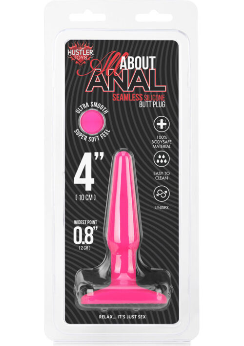 Hustler All About Anal Seamless Silicone Butt Plug 4in - Pink