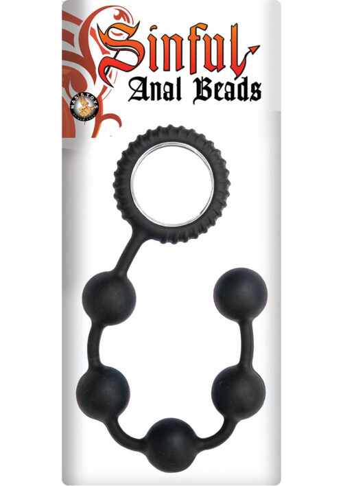 Sinful Anal Beads Silicone - Black
