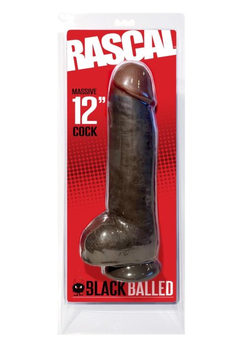 Rascal Chi Chi Larue`s Black Balled Massive Cock Waterproof 12in - Black