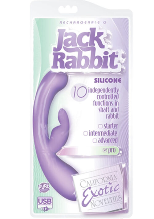 Rechargeable G Silicone Jack Rabbit Dual Vibe Waterproof Purple 5.5 Inch
