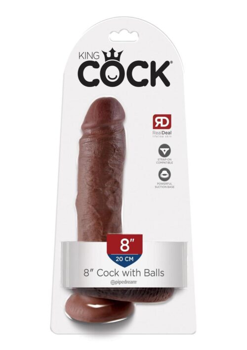 King Cock Dildo with Balls 8in - Chocolate
