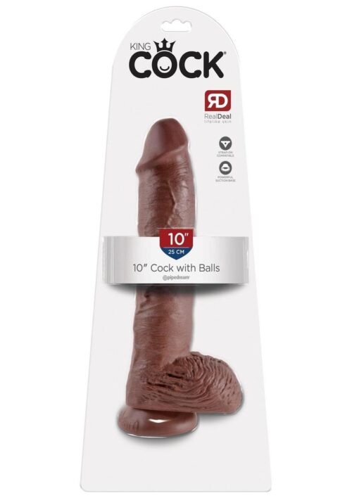 King Cock Dildo with Balls 10in - Chocolate