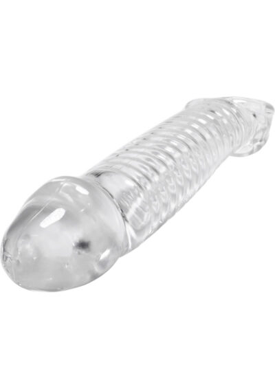 Oxballs Muscle Textured Cock Sheath Penis Extender 9.25in - Clear