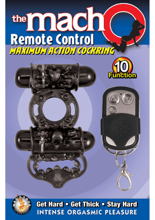 Macho Remote Control Dual Vibrating Cock Ring - Black