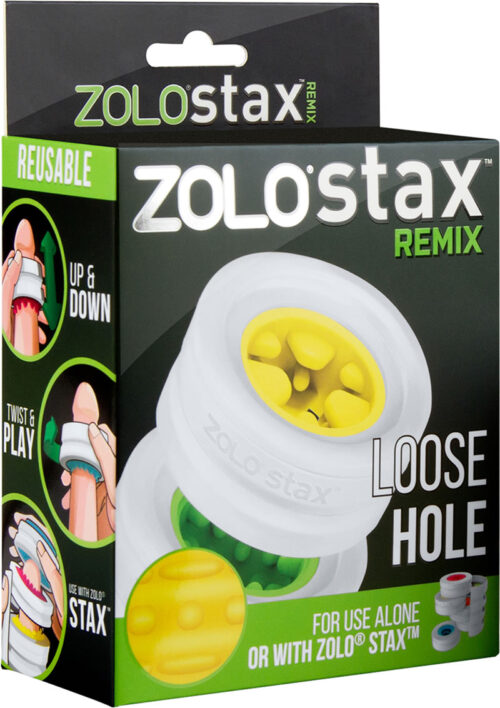 Zolo Stax Remix Loose Hole Textured Masturbator - White/ Yellow