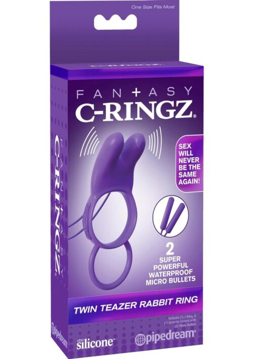 Fantasy C-Ringz Twin Teazer Rabbit Silicone Cock Ring - Purple