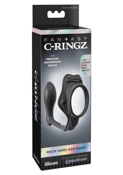 Fantasy C-Ringz Silicone Rock Hard Ass-Gasm Cock Ring with Bullet - Black
