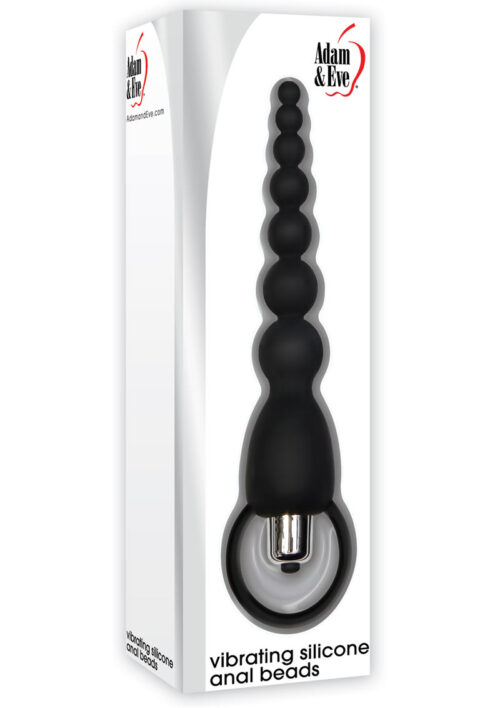 Adam and Eve Vibrating Silicone Anal Beads - Black