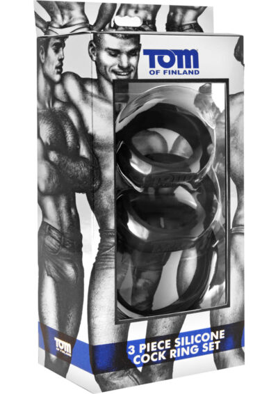Tom Of Finland 3 Piece Silicone Cock Ring Set - Black