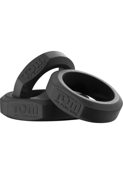 Tom Of Finland 3 Piece Silicone Cock Ring Set - Black