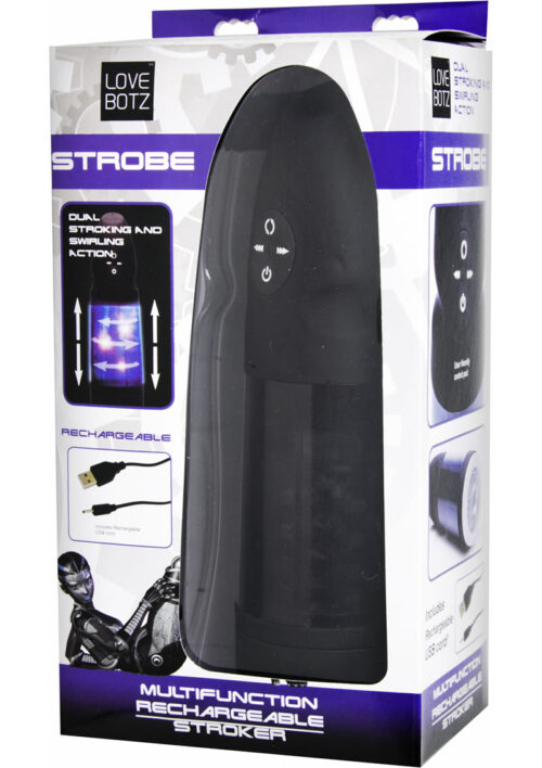 LoveBotz Strobe Multifunction Rechargeable Stroker - Black