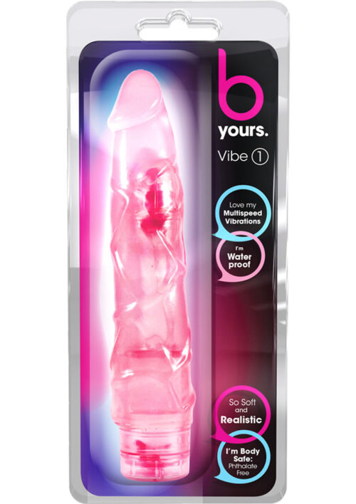 B Yours Vibe 1 Vibrating Dildo 9in - Pink