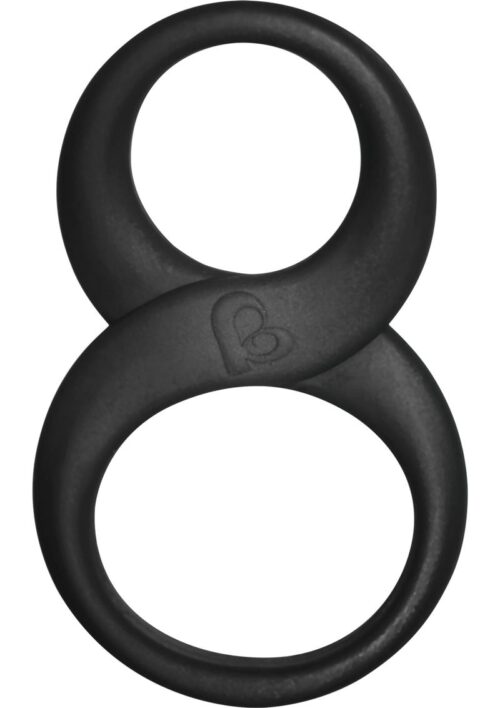 8 Ball Ring Silicone Double Ring Cock Ring - Black