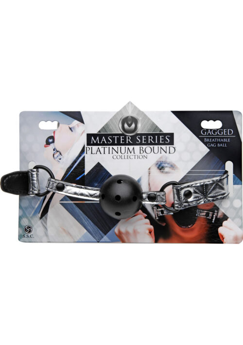 Master Series - Platinum Bound Gagged Breathable Ball Gag - Silver