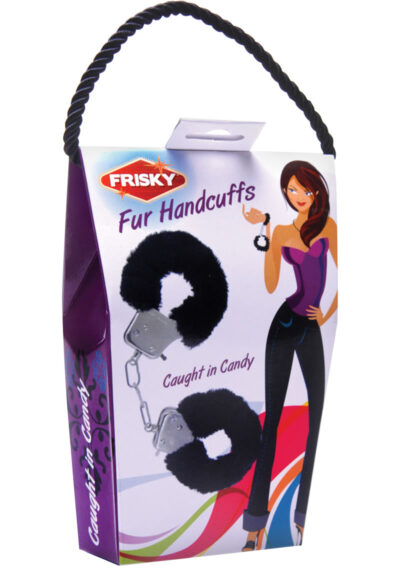 Frisky Caught In Candy Black Furry Cuffs - Black