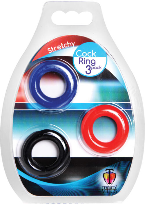 Trinity 4 Men Stretchy Cock Ring 3 Pack - Multiple Colors
