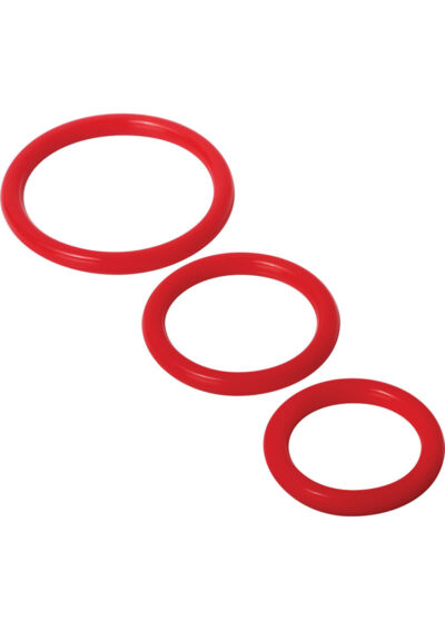 Trinity 4 Men Silicone Cock Rings - 3 pack - Red