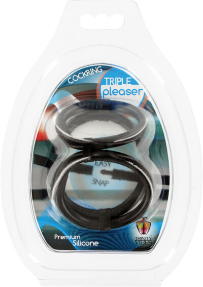 Trinity 4 Men Easy Release Tri Silicone Cock and Ball Ring - Black