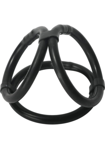 Trinity 4 Men Easy Release Tri Silicone Cock and Ball Ring - Black