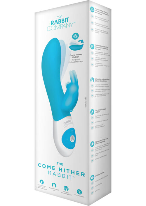 The Come Hither Rabbit Rechargeable Silicone G-Spot Vibrator - Blue