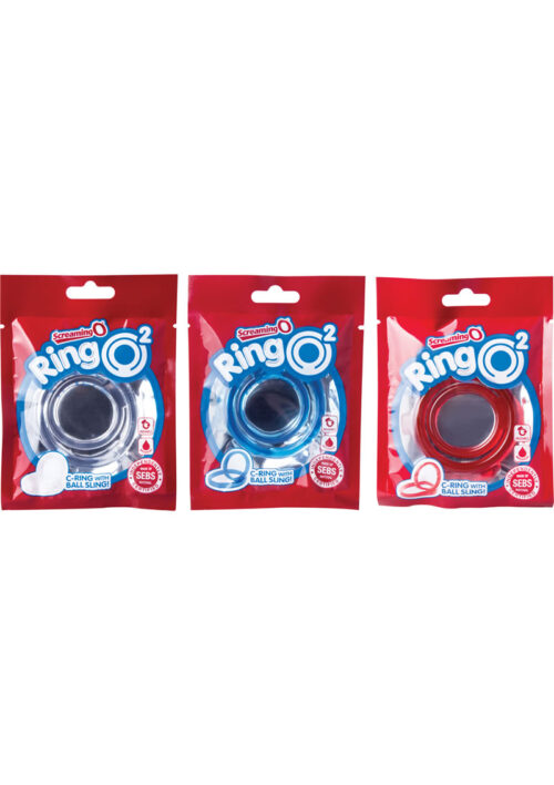 RingO 2 Cock Ring with Ball Sling - Assorted Colors (18 each per box)