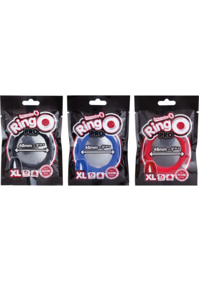 RingO Pro Xtra-Large Silicone Cock Rings Waterproof - Assorted Colors (12 each per pop box)