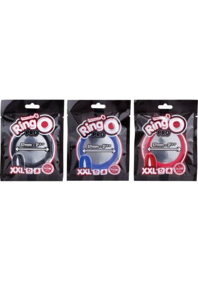 RingO Pro Double Xtra-Large Silicone Cock Rings Waterproof - Assorted Colors (12 each per pop box)